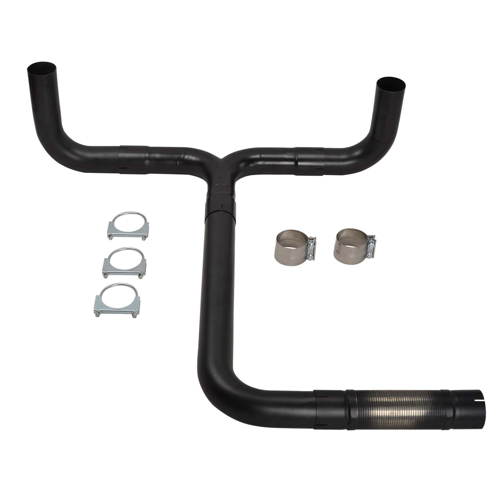 4''/5''Dual Smoker Diesel Exhaust Stack T Pipe+2X 4"/5''In 7''/ 8"Out Stack Tips