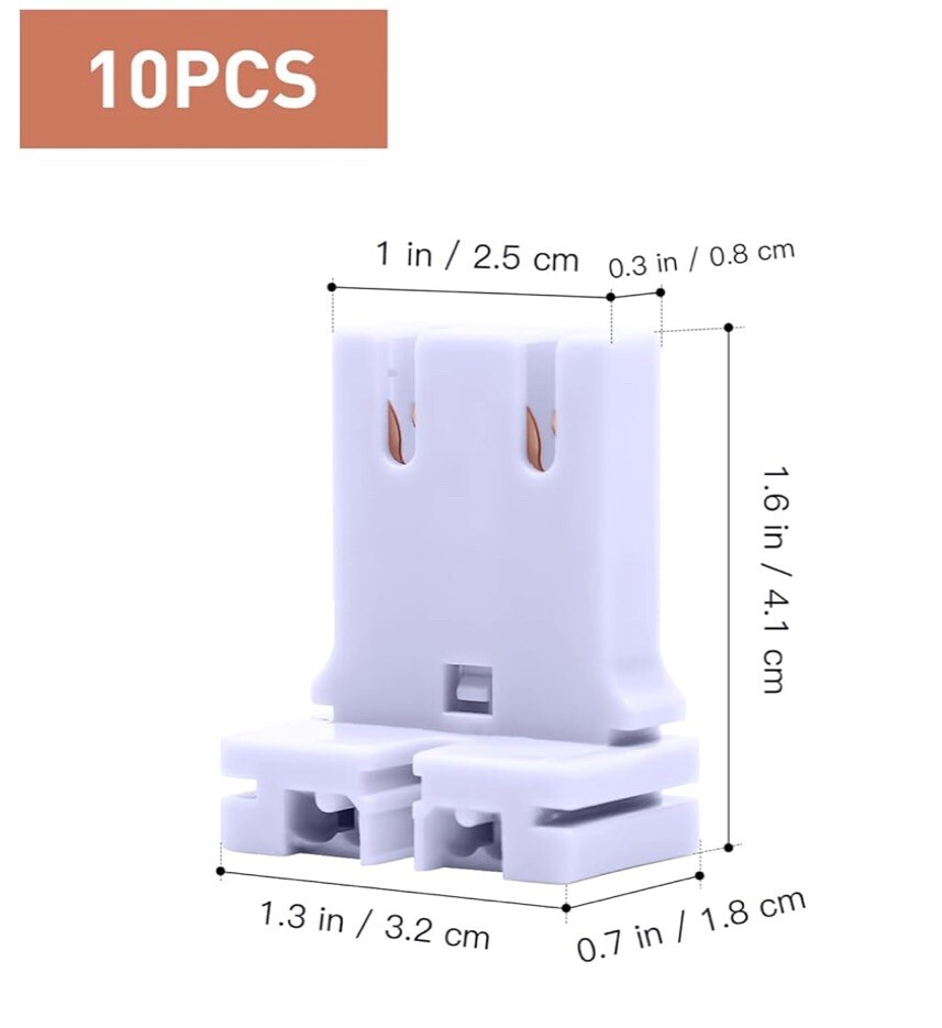 10pcs Fluorescent Light Holder Replacement Light Tube Base Lamp Socket