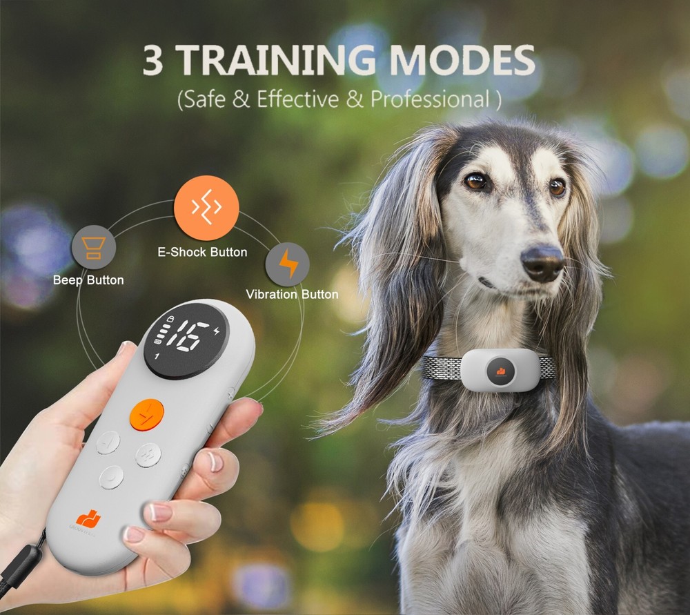 White 550 YD Remote 2 Small Medium Large Dog Training Shock Collar Bark Trainer