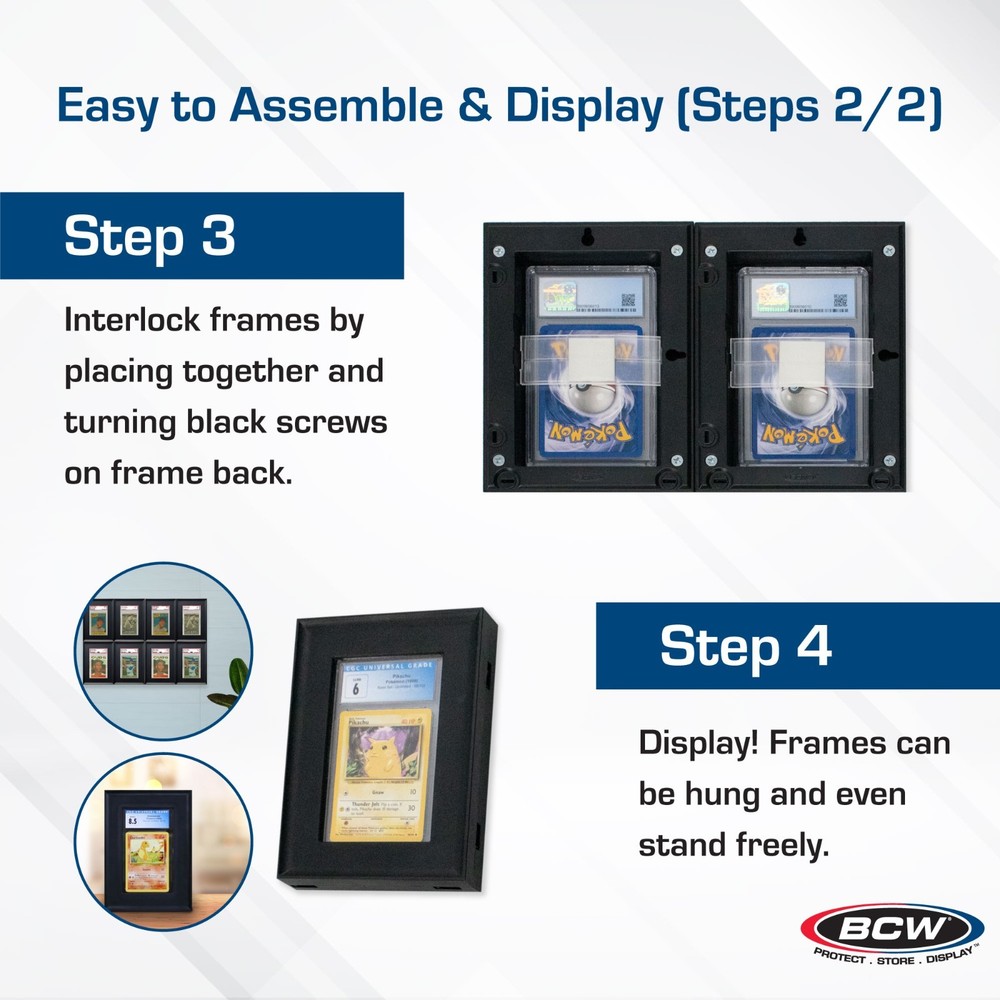BCW Wall Mountable Interlocking Graded Card Display Frames Black New Pack of 24