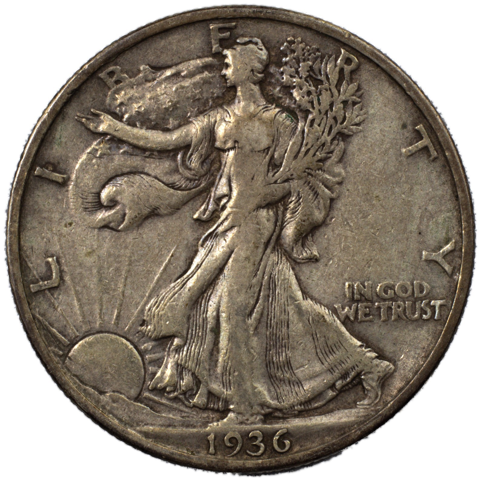 1936-S Walking Liberty Silver Half Dollar 50c Extremely Fine XF+