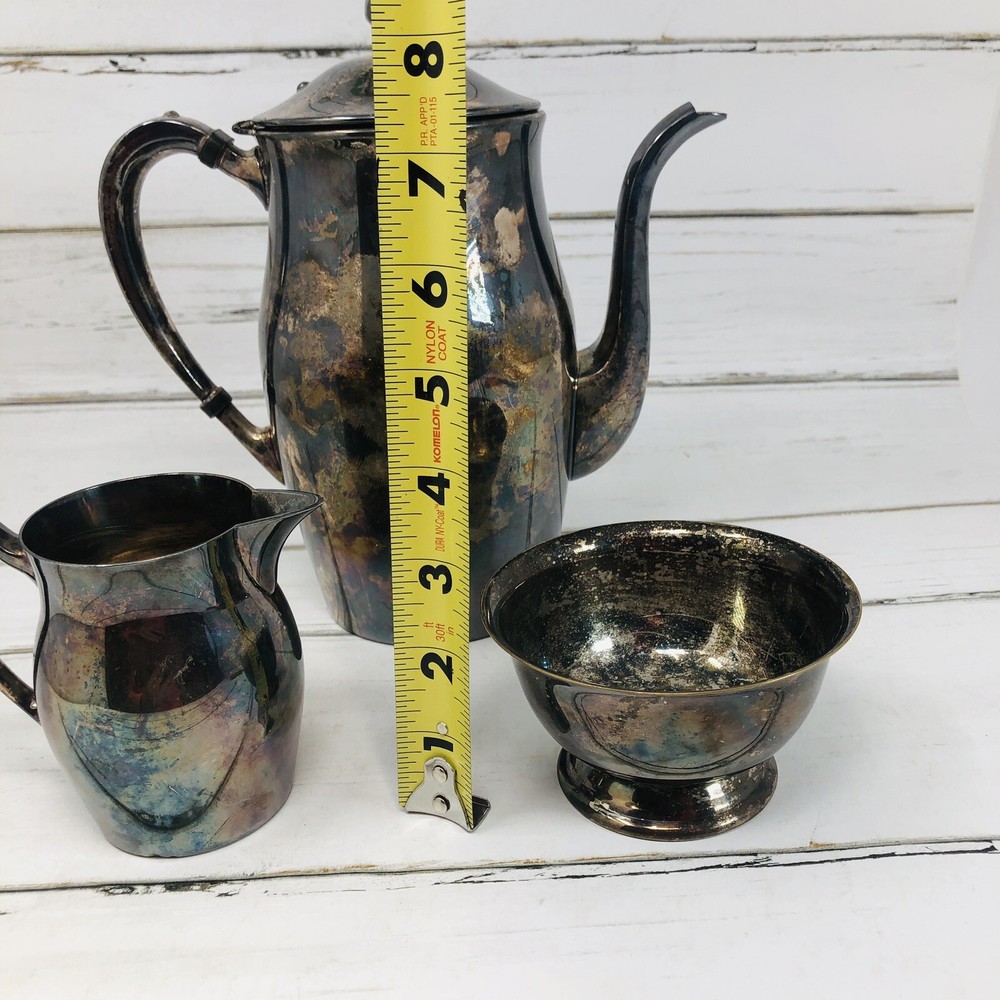 Poole Silver Co Silverplate 527 Tea Sugar Creamer Serving Set