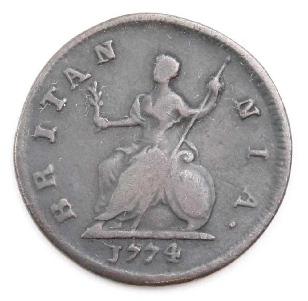 1774 Great Britain Farthing F+