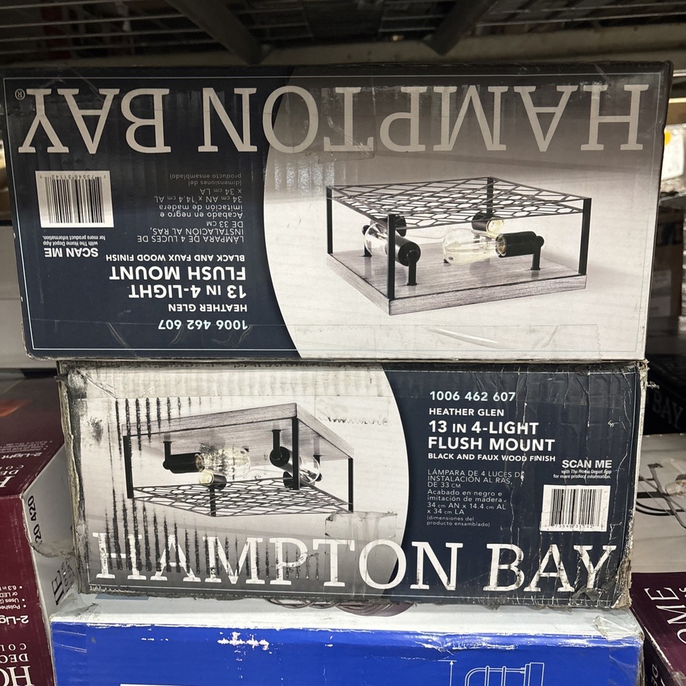 Hampton Bay Heather Glen 4-Light Black Square Flush Mount Ceiling Light