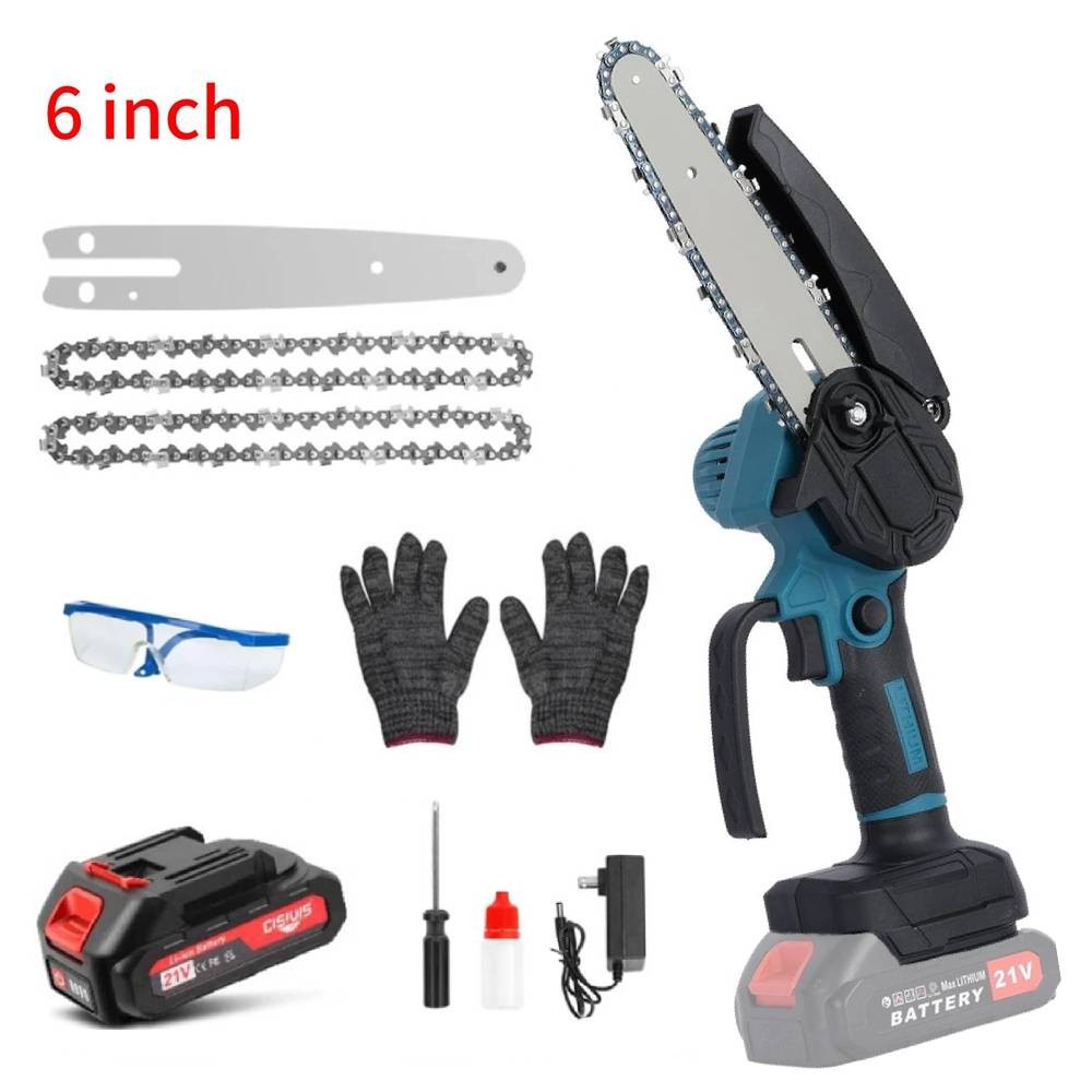 Electric 6" Mini Chainsaw Cordless – Handheld Power Chain Saw with 2 Batteries