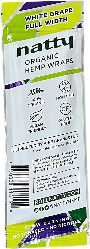 Natty Full Width Wraps 15 Packs Per Box 4 Wraps Per Pack (White Grape)