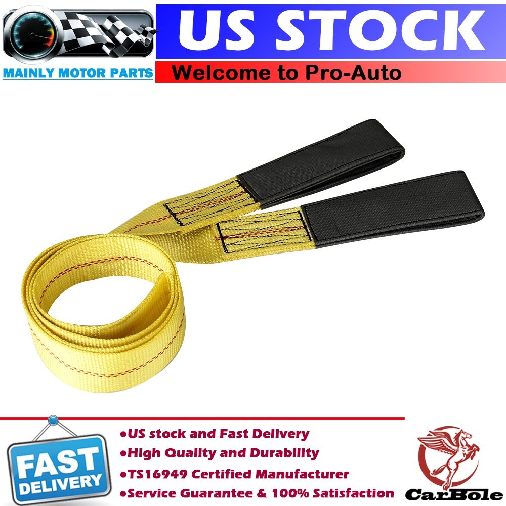 6' x 2" Heavy Duty Nylon Web Flat Lifting Sling Tow Straps Polyester Loop Ends