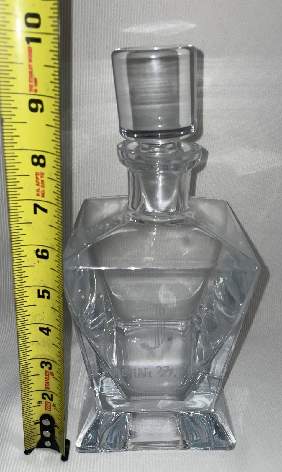 Krosno Crystal Decanter Initaled J 2016 10 Inches High