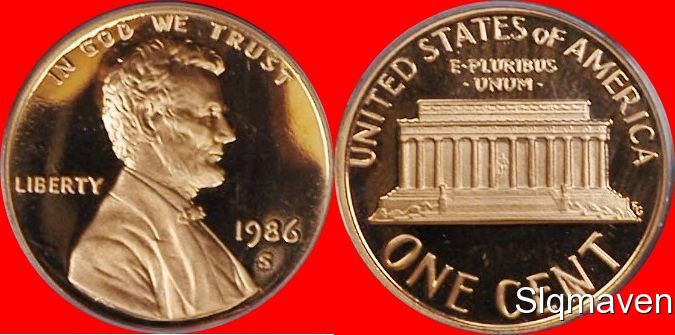 1986 S Lincoln Cent Deep Cameo Gem Proof