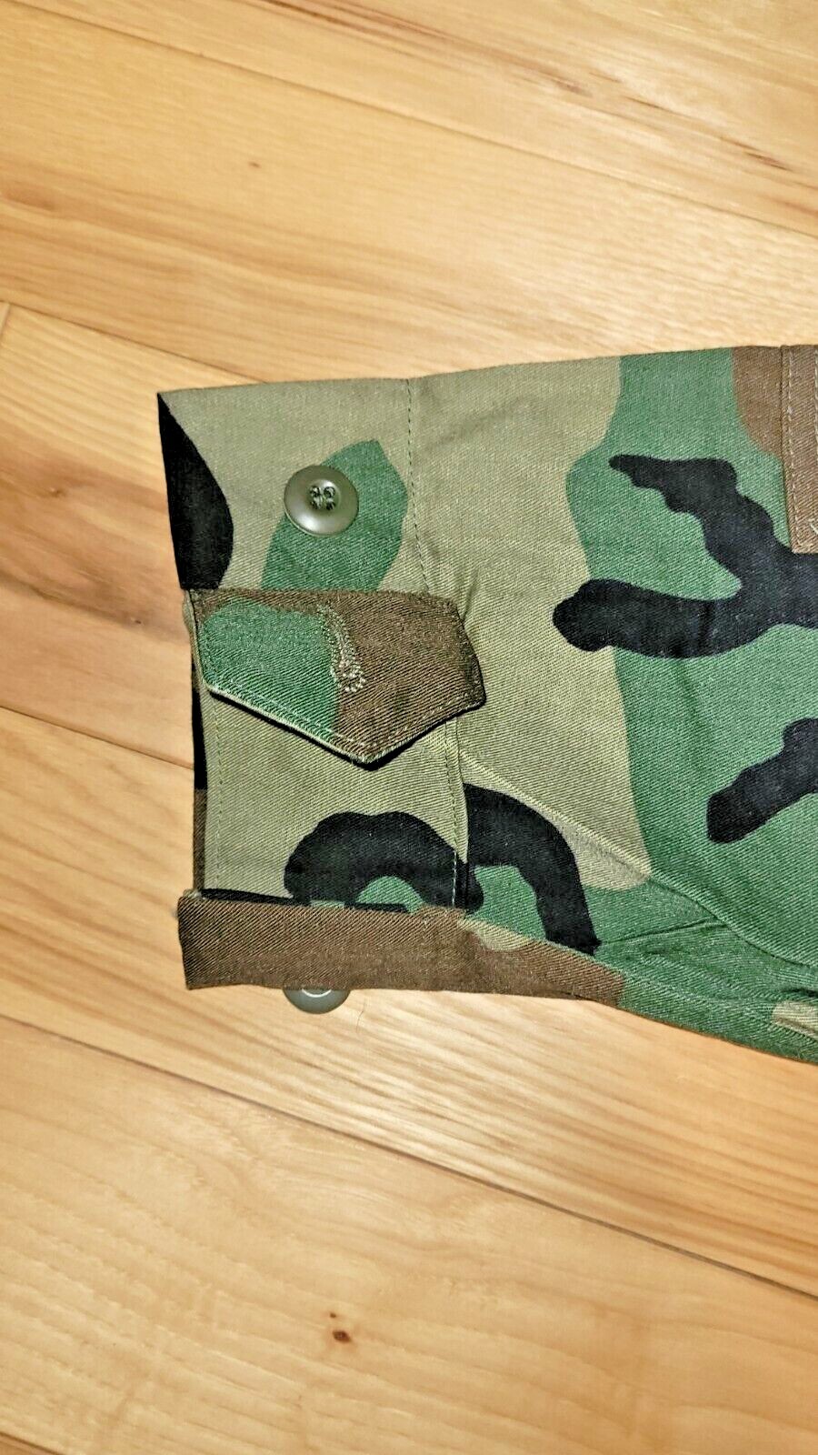 WOODLAND BDU SHIRT COMBAT COAT LARGE REGULAR NOS WITH TAG DATED 1994
