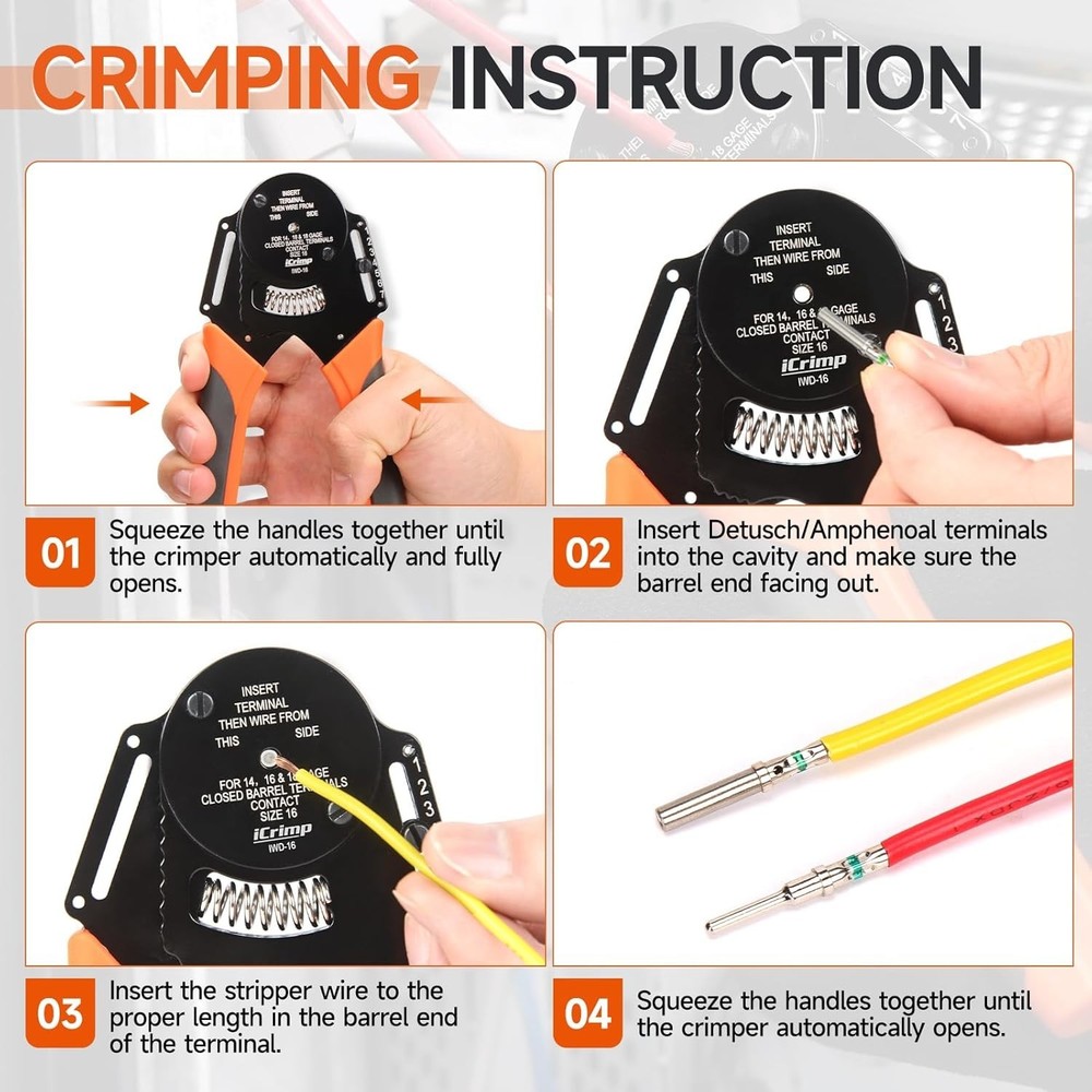 iCrimp Closed Barrel Crimper 4 Way Indent,8 Impression Type for Solid Contac...