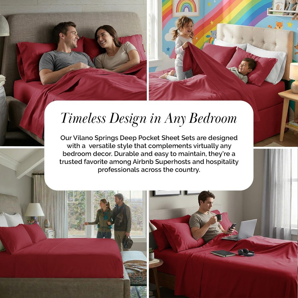 , Inc. 14" Deep Pocket Queen Size Sheets, 3-Piece Microfiber Bedding Set, Dee...