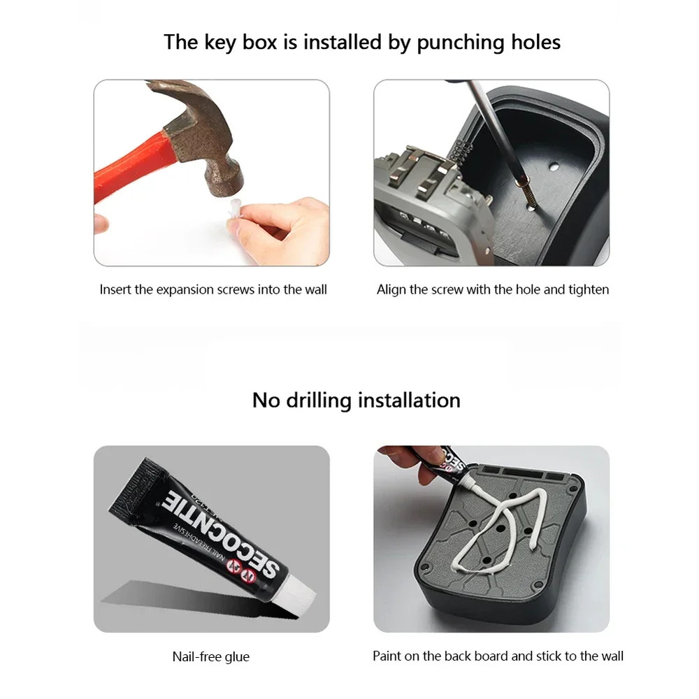 Key Lock Box for Outside-Combination Lockbox for House Wall Mounted/Key-Portable