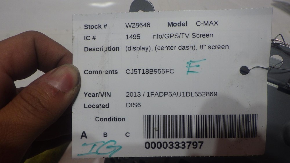 13 FORD C-MAX Info Screen CJ5T18B955FC