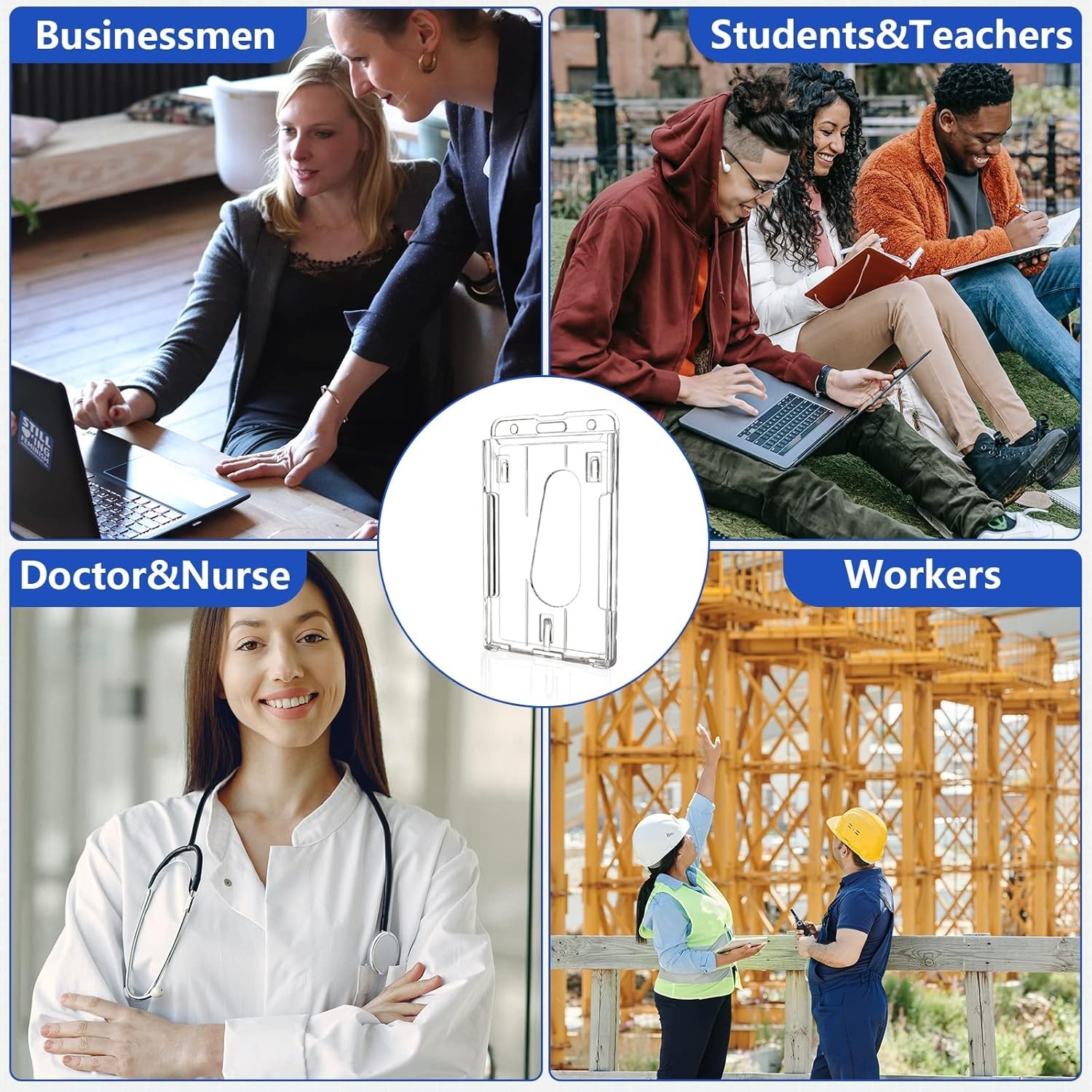 ID Badge Holder Heavy Duty PC Material High Clear Holds 2 Cards Suitable for All