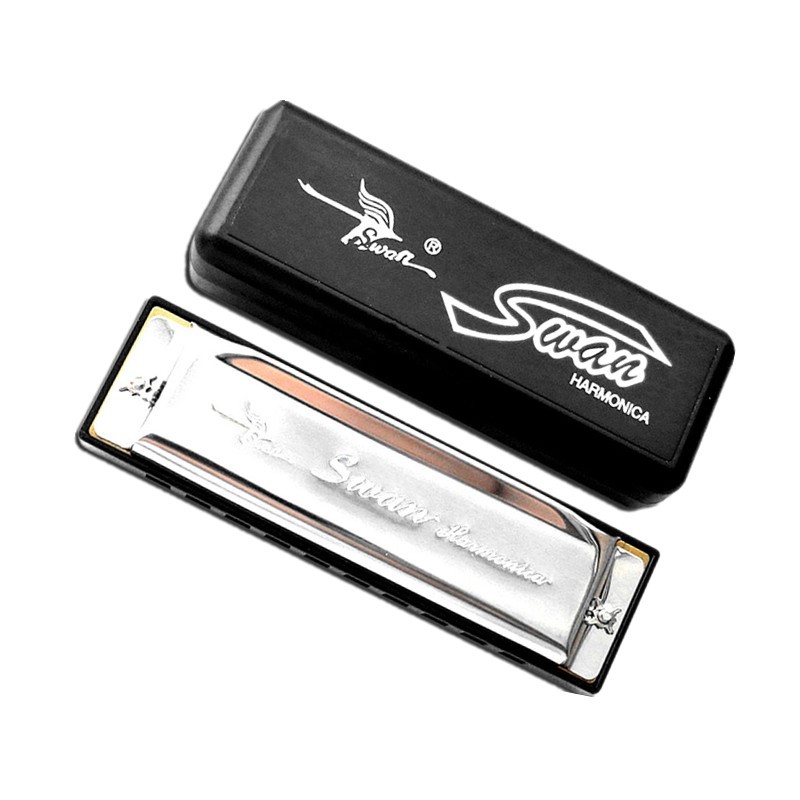 SWAN 10 Holes Key # C Blues Harmonica with Case