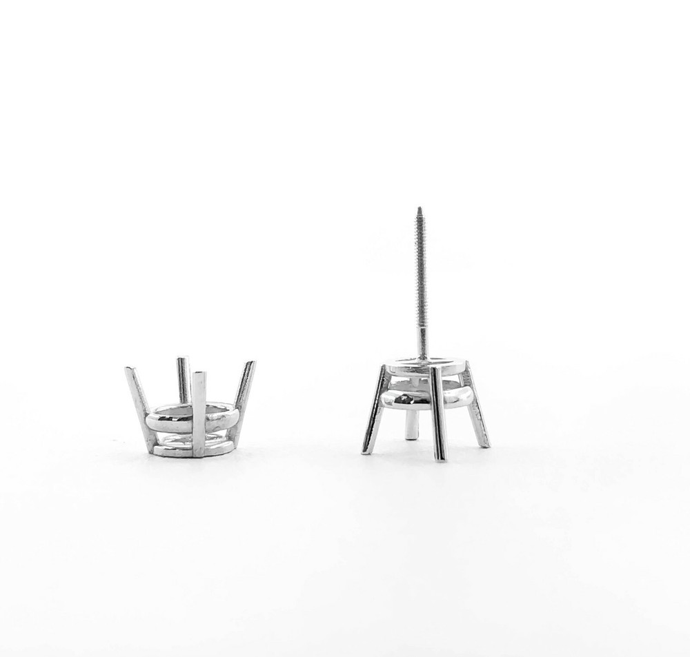 950 Platinum Stud Earring Finding Mounting Setting Round 4-Prong Basket Screw