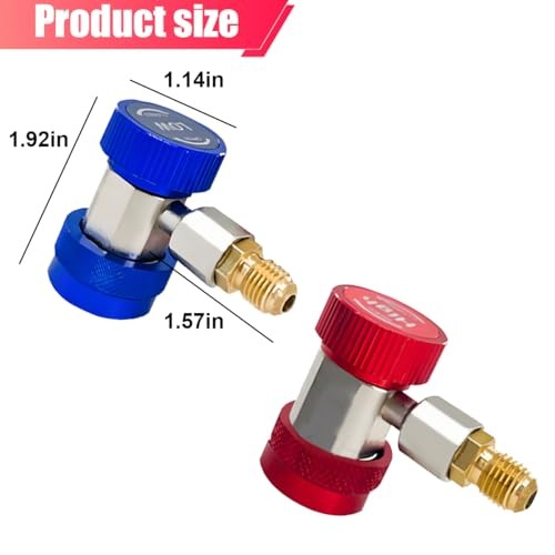 2PCS R134a Quick Coupler Adapter - Adjustable 1/4" Flare High/Low-Pressure