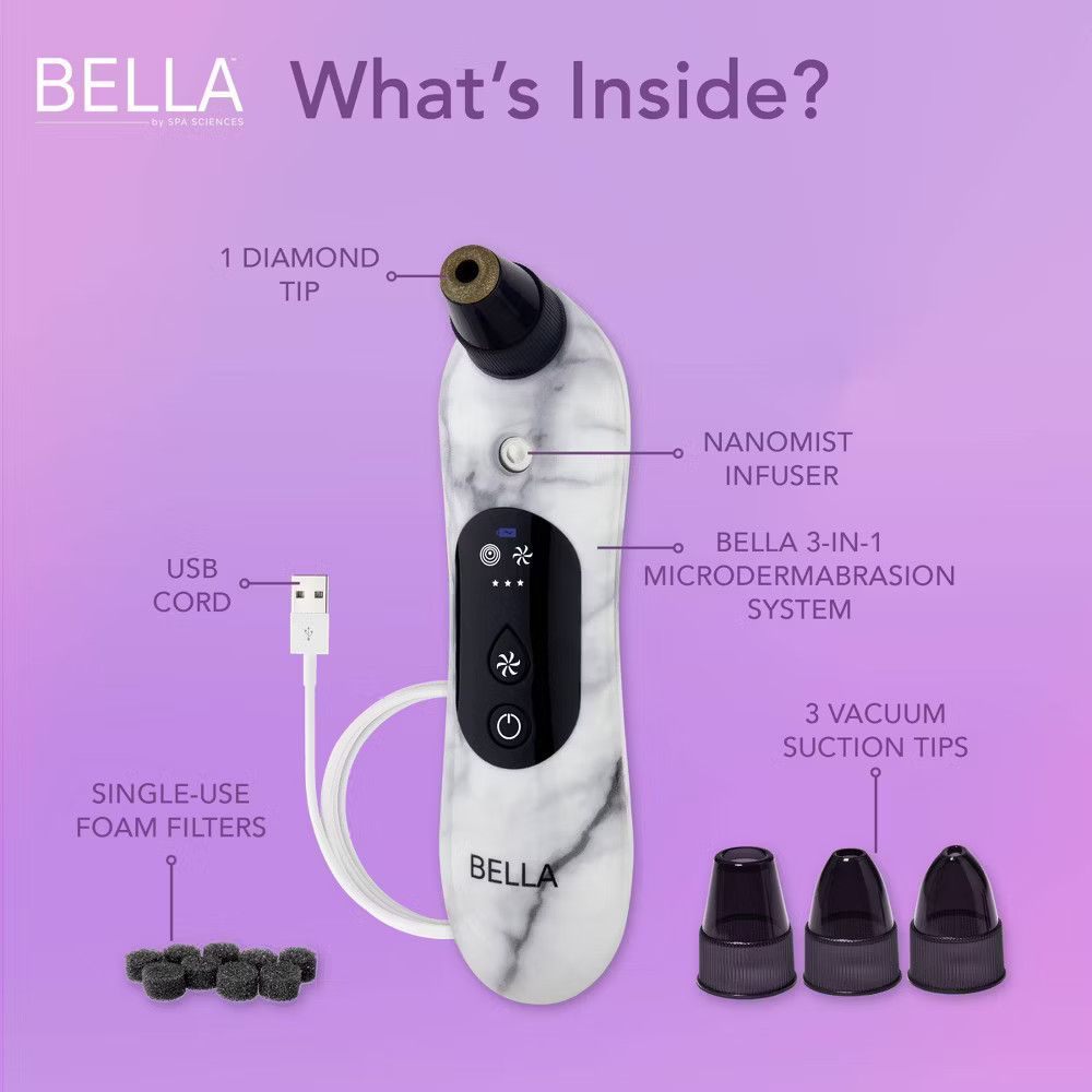 BELLA 3-in-1 Microderm Pore Extractor & Micro Mister White Marble
