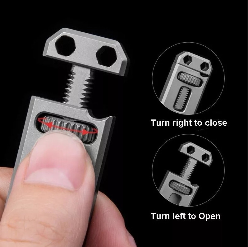 EDC Titanium Multi Tools Adjustable Wrench Pocket Pry Bar Crowbar with Bits USA