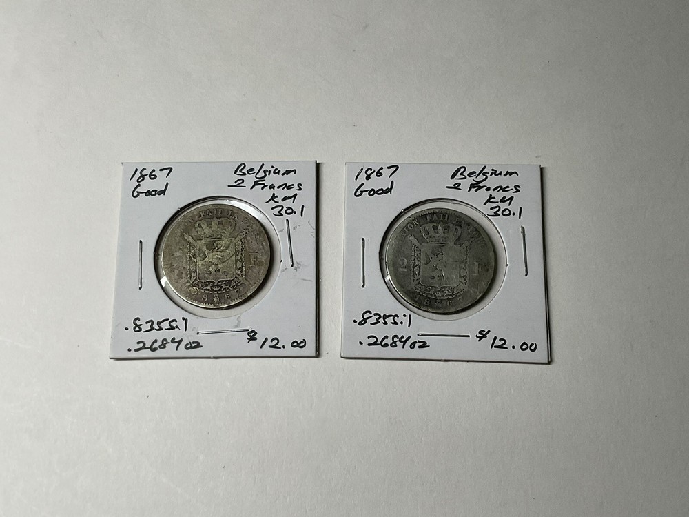 1867 Belgium 2 Francs