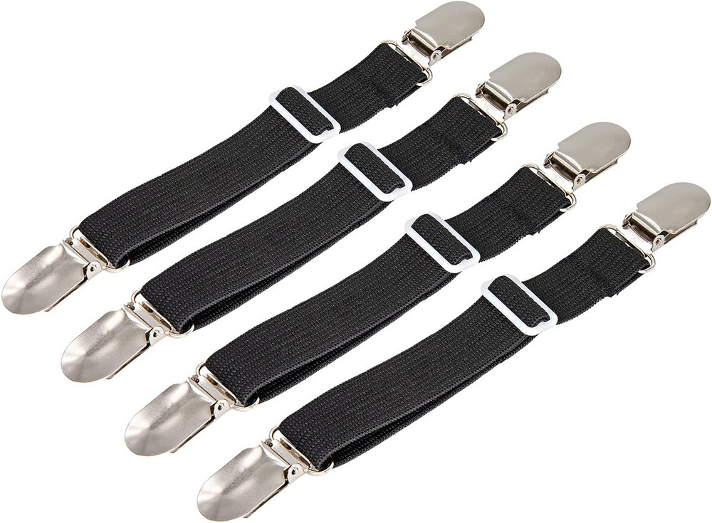 4Pcs Adjustable Bed Sheet Fasteners Suspenders, Elastic Sheet Band Straps Cli...