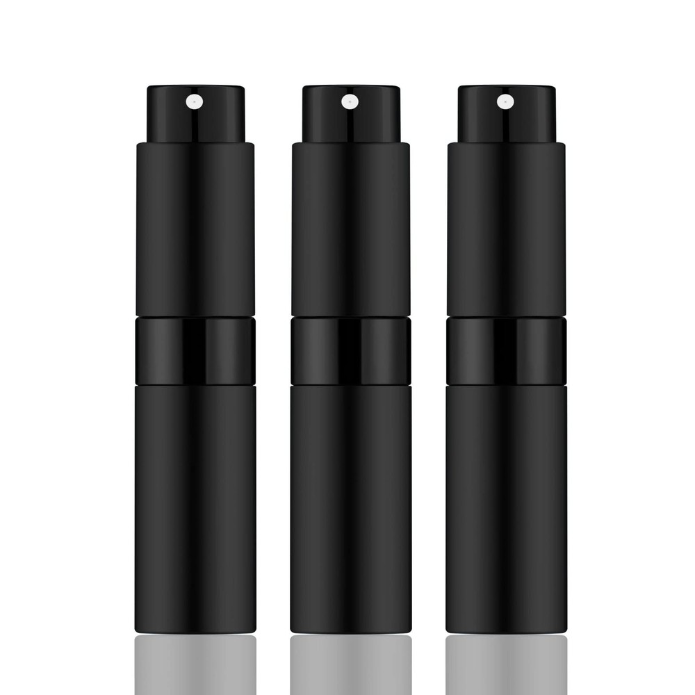 8ml Refillable Travel Mini Perfume Atomizer Spray Bottle 3Pack Matte Black