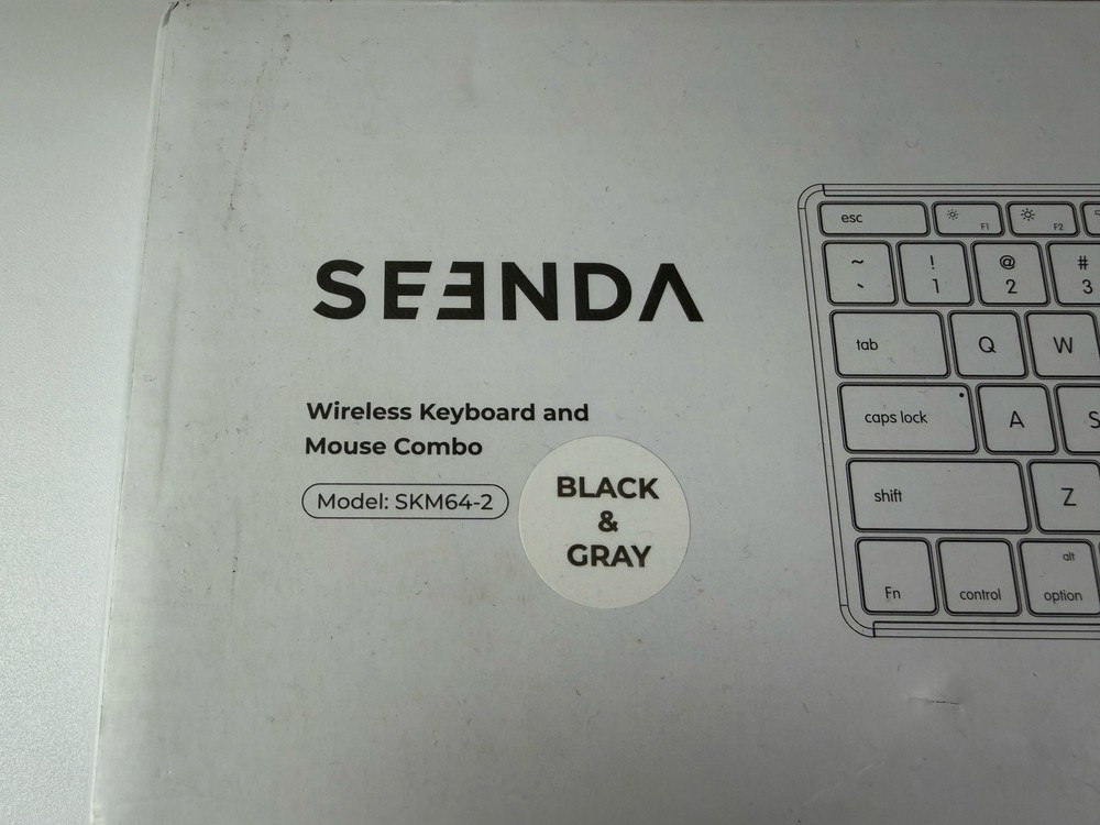 Seenda Wireless Keyboard Mouse Combo Black Gray Open Box