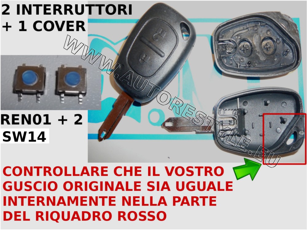Case Shell Key Renault Master Megane Twingo Trafic Opel Vivaro +2 Switch
