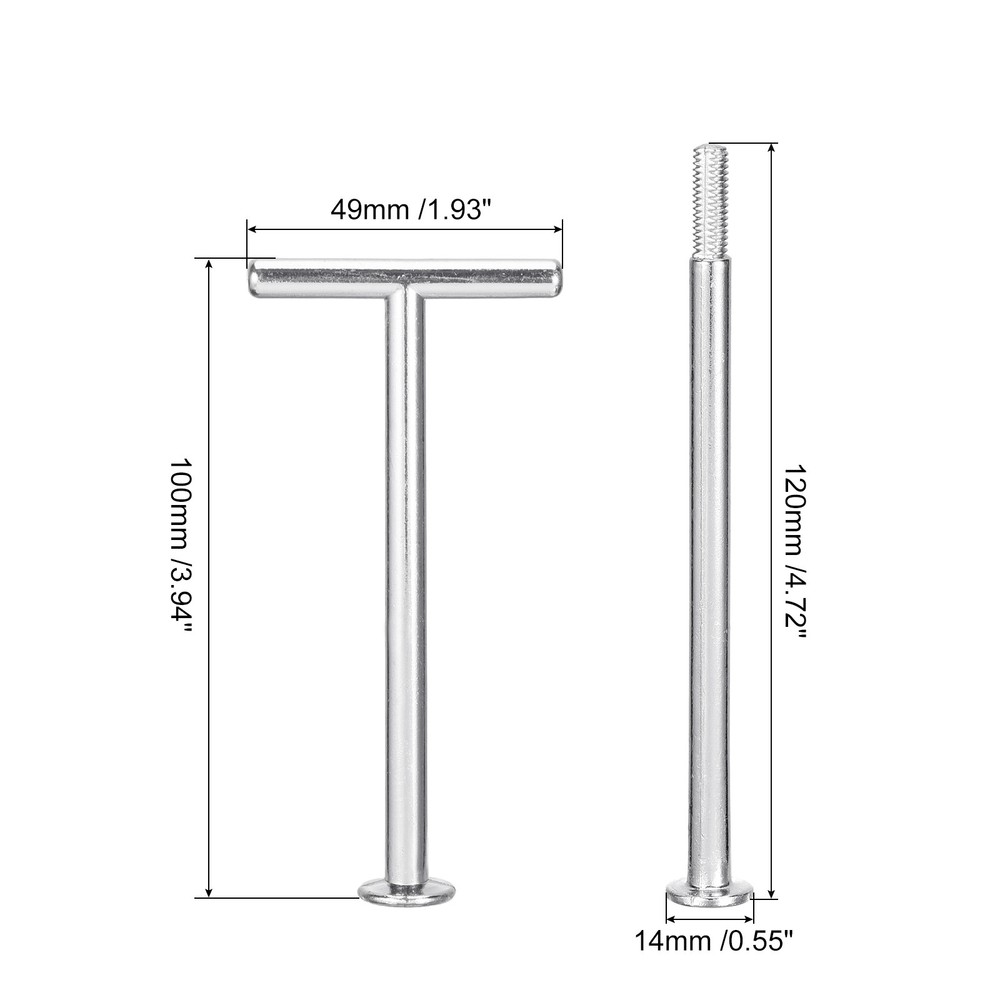 2 Set Cake Tray Stand Handle Plate Hardware Fitting 3-Tiers T-shape Silver