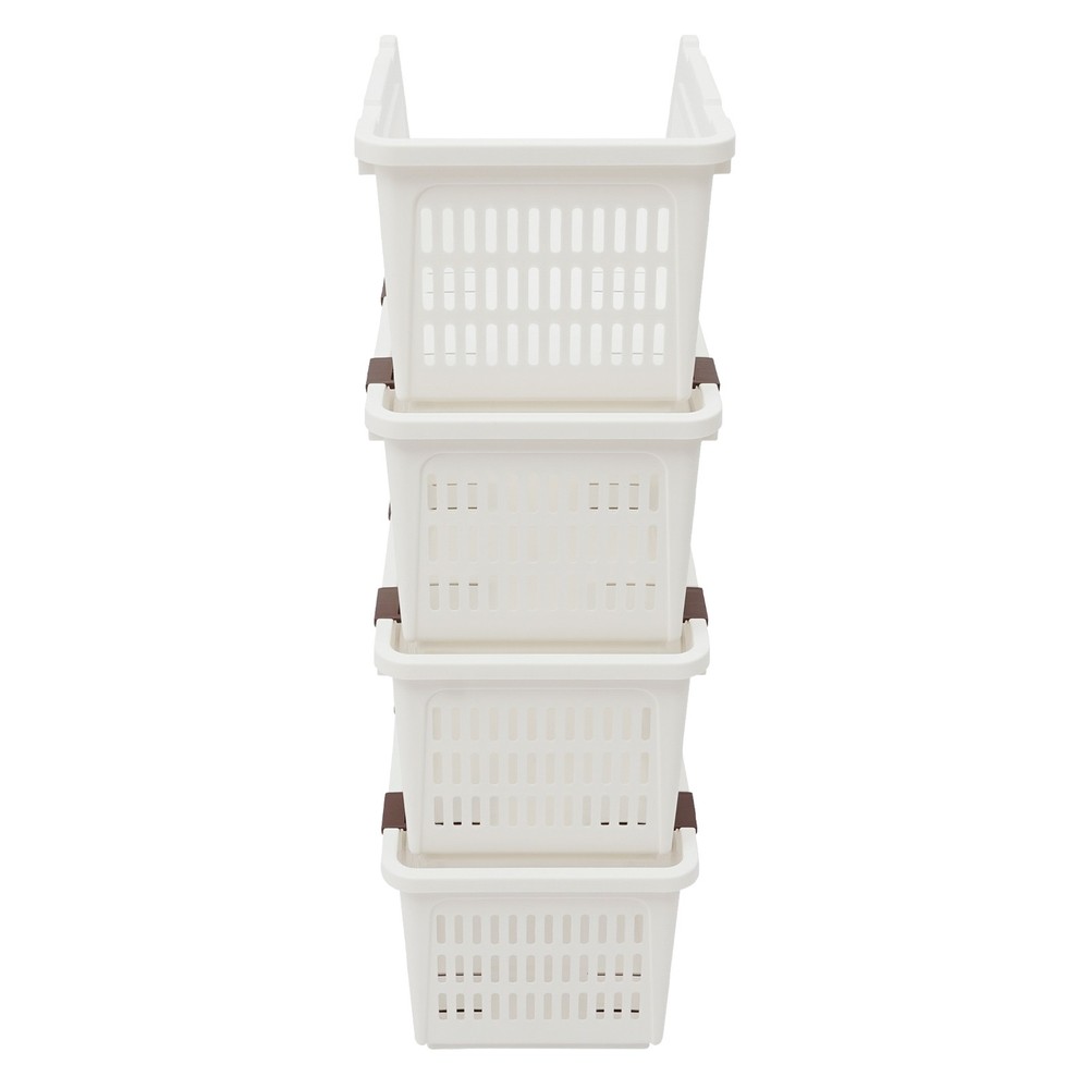 4PCS Stacking Storage Baskets, Stackable Organizer Baskets, Storage Bins