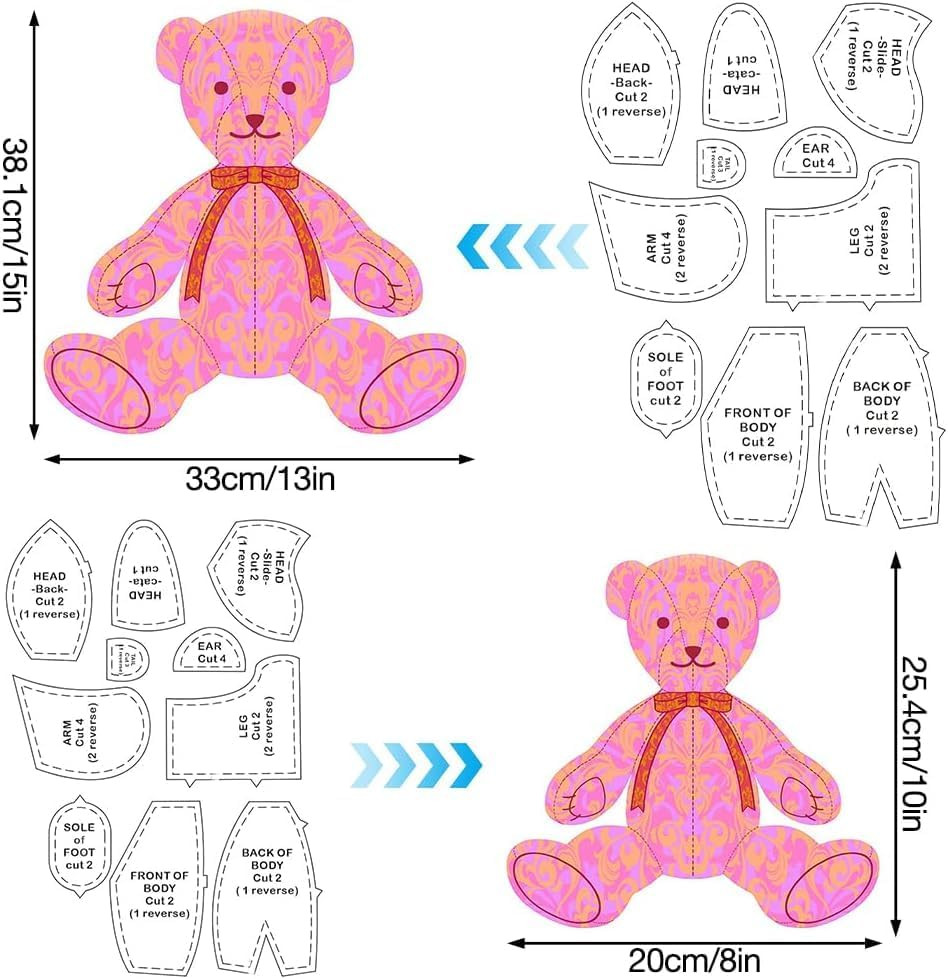 Memory Bear Template Ruler Set with Instructions - Acrylic Quilting Cutting Set
