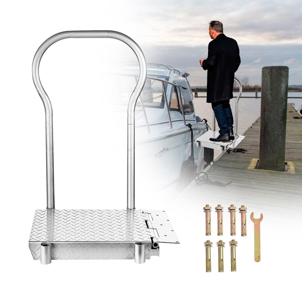 Foldable Boat Boarding Platforms W/Handrail Dock Extension Step Load 500lb