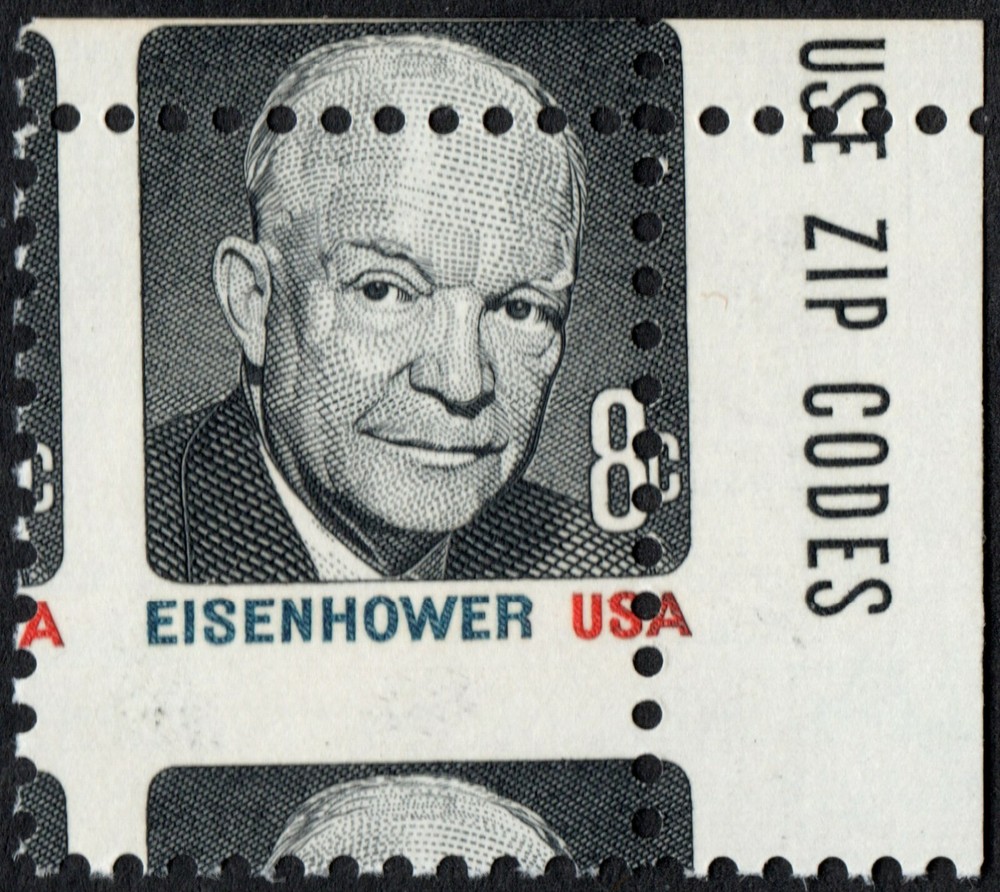US Sc# 1394 Var *MINT OG NH* { DRAMATIC "2-WAY MISPERF ERROR } EFO 8c EISENHOWER