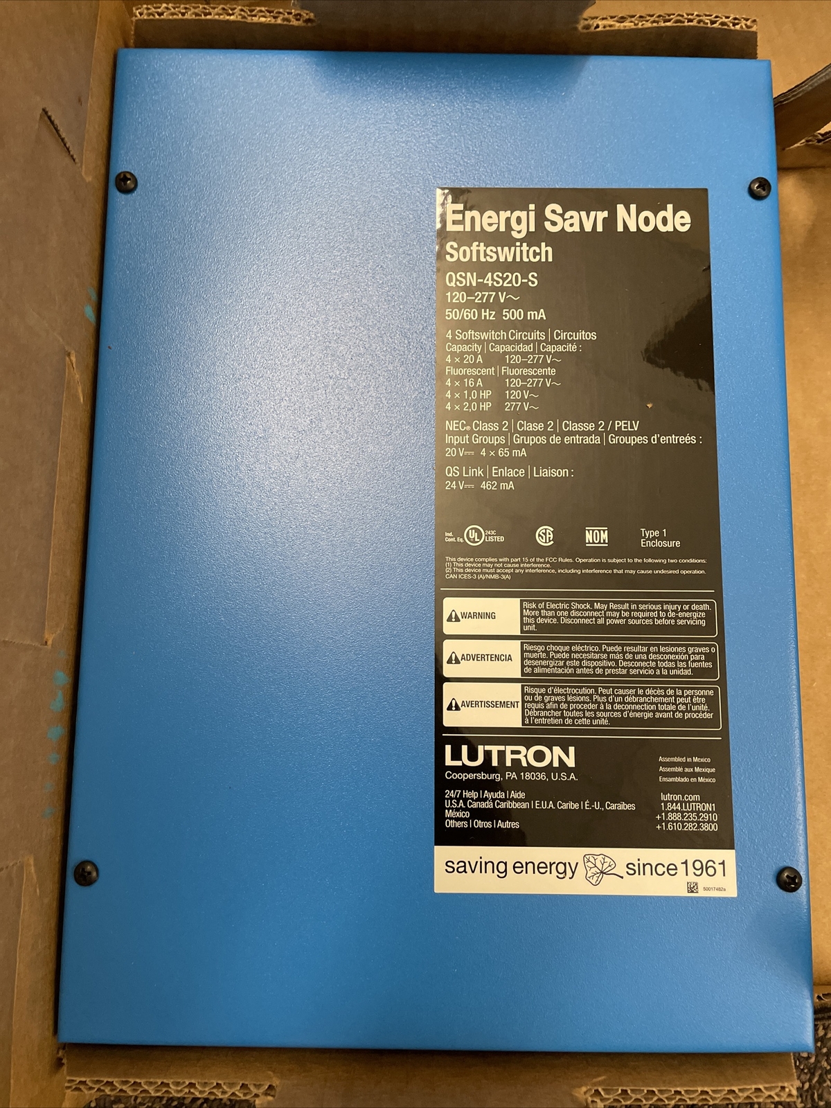 Lutron QSN-4S16-S Energi Savr Node Softswitch Lighting Controller