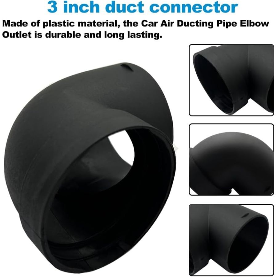 Air Heater Duct Connector, 75mm/3inch L-Shape Elbow Ducting Pipe Outlet 1PCS