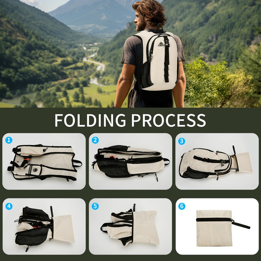 15L Small Hiking Backpack Foldable Packable Travel Backpack with Phone Pocket...