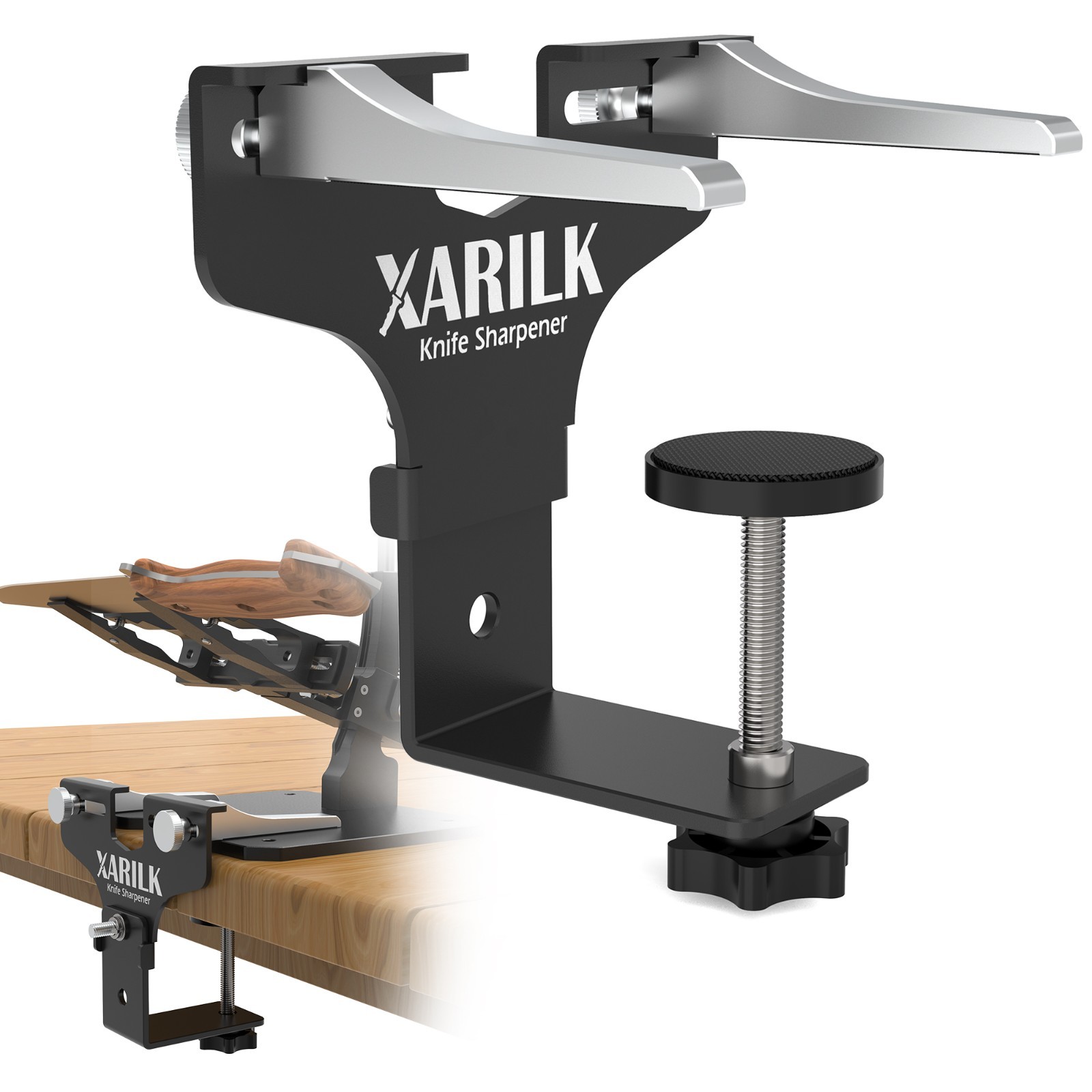 XARILK Upgraded Aluminum Knife Sharpener Securing Clip, Adjustable Width 2-5.1"