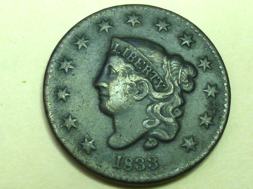 1833  LARGE CENT  VF