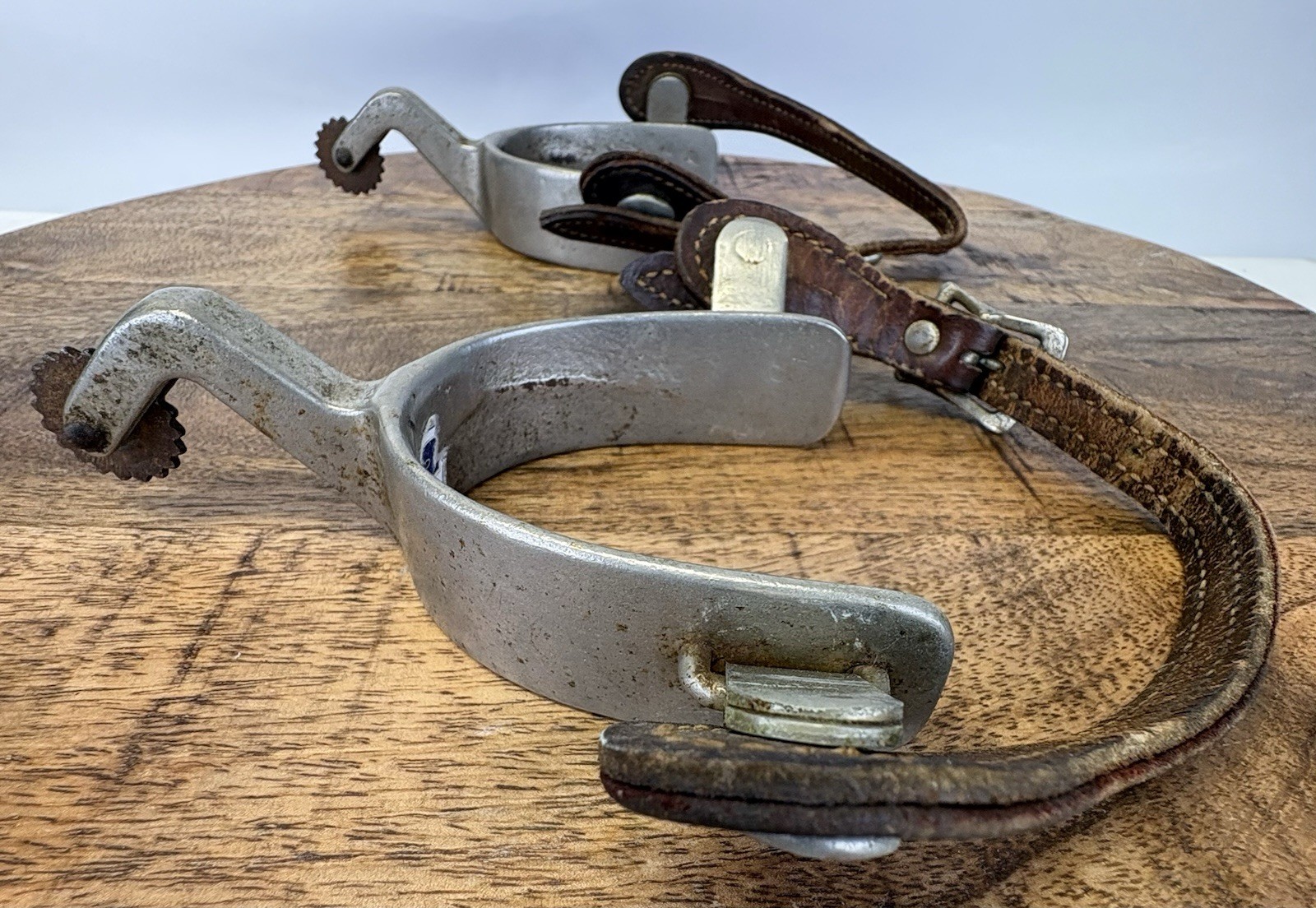 Vintage Western Gooseneck Cowboy Riding Spurs With Leather Straps Unmarked