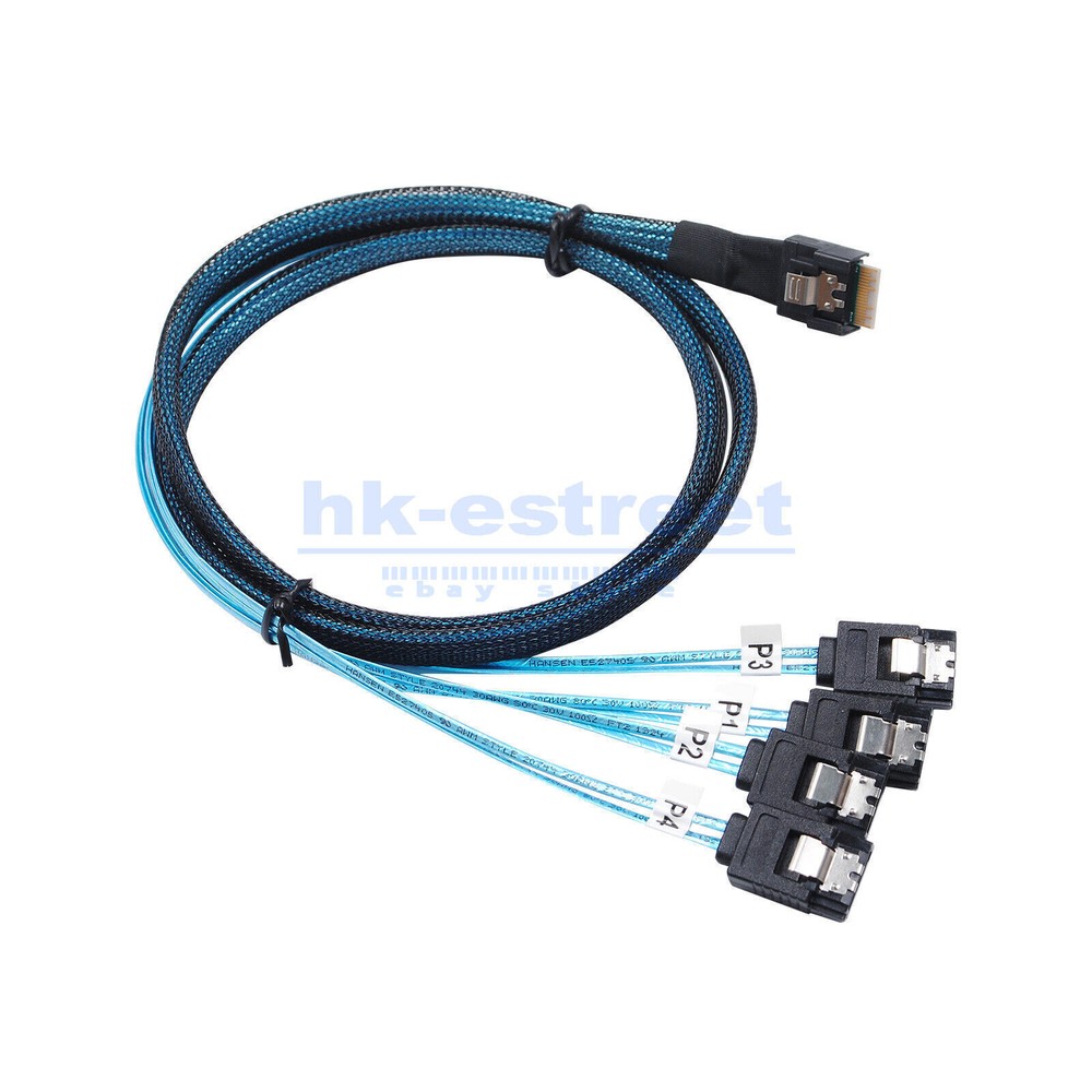 PCI-E Slimline SAS SFF-8654 4i to 4X SATA server hard drive conversion cable 1M