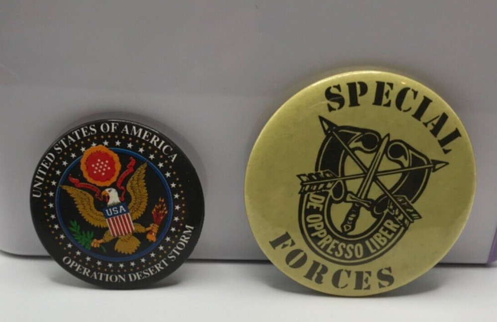 Vintage Operation Desert Storm & Special Forces Pinback Button Pins