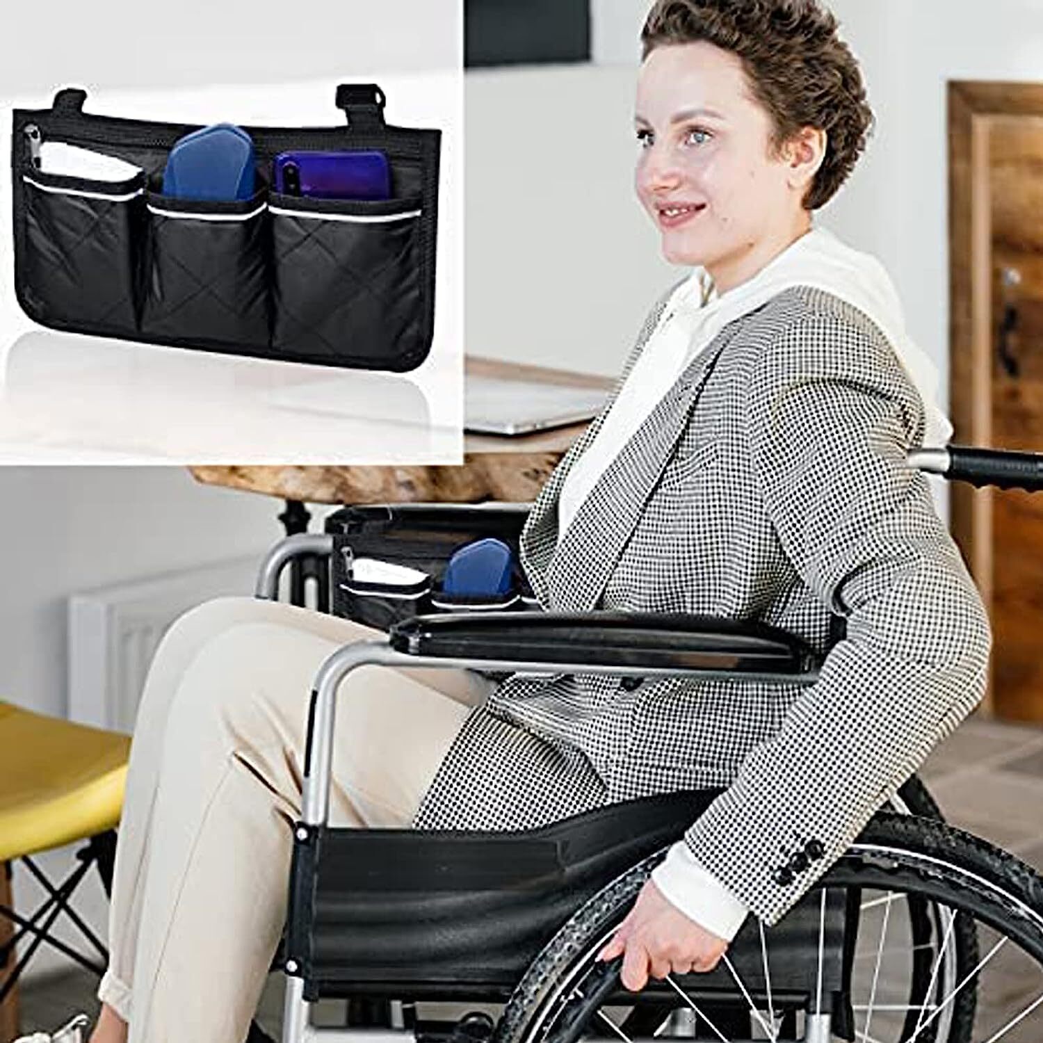2-PACK Wheelchair Walker Side Pocket Organizer Armrest Storage Bag Holder Pouch