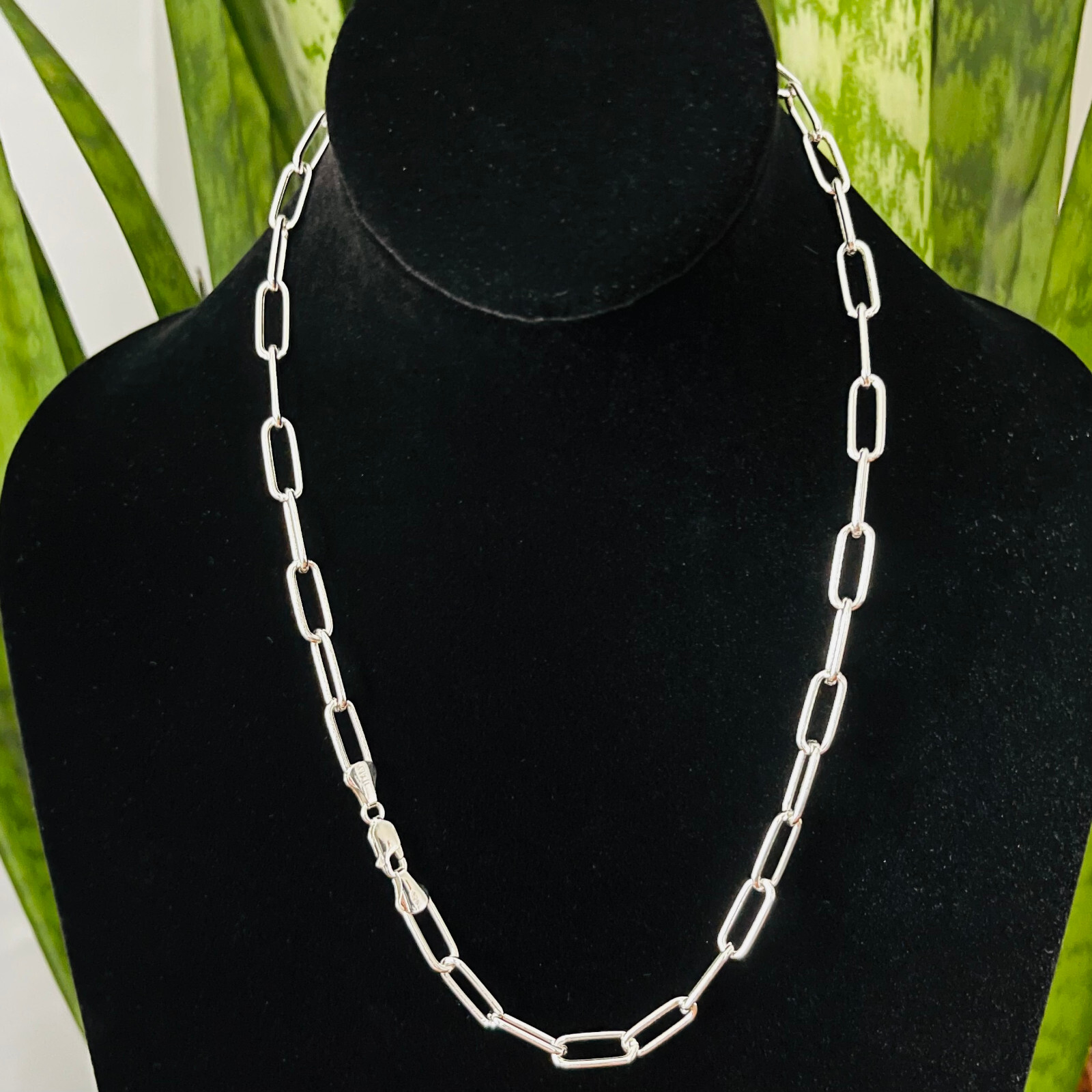 Real Solid 925 Sterling Silver Paper clip Chain Paperclip Necklace Made in Italy