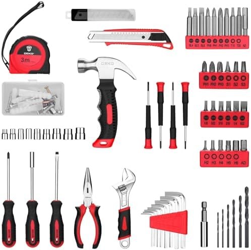 126 Piece Home Tool Kit with Red 8V Cordless Drill