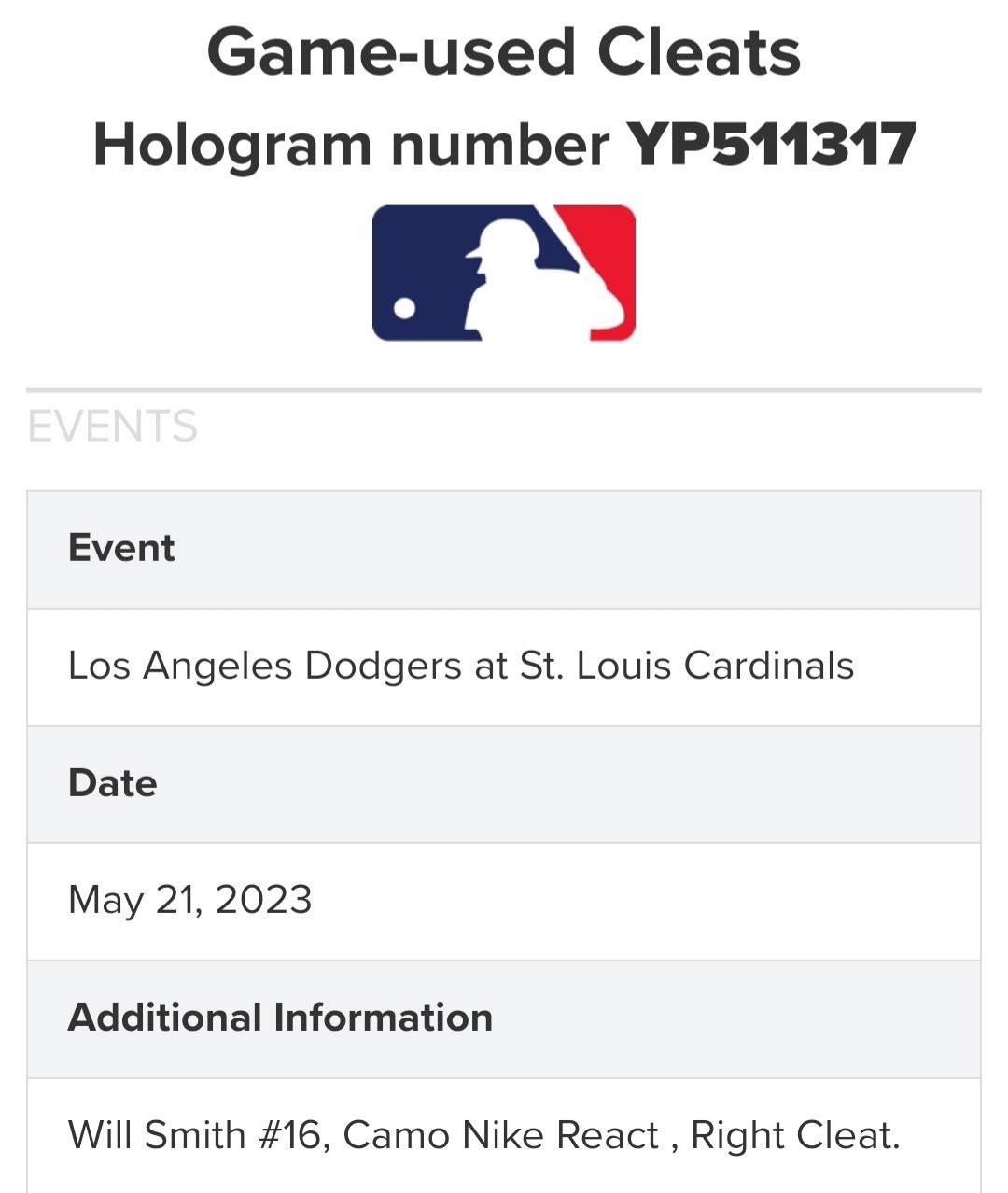 Los Angeles Dodgers MLB holo GU 2023 Will Smith Armed Forces Nike cleats