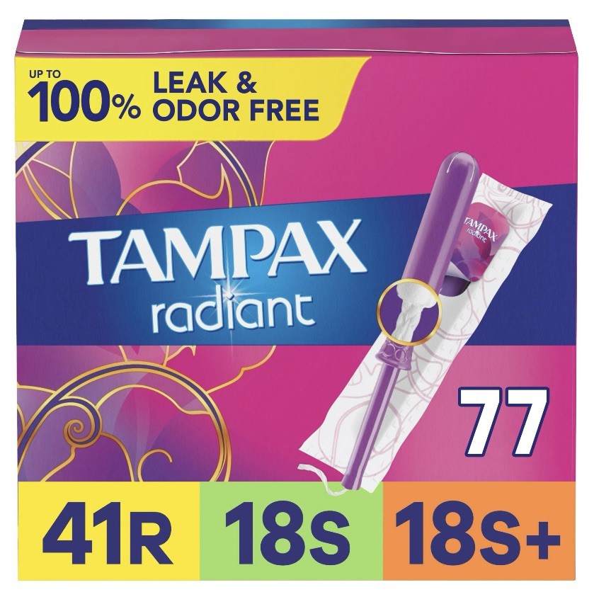 Tampax Radiant Tampons Trio Pack Unscented 77 Count