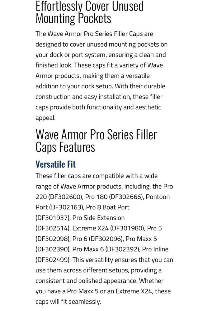 Wave Armor Pro Series Filler Caps