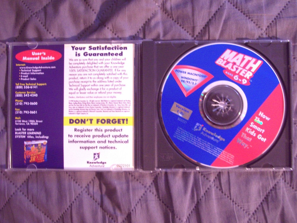 Knowledge Adventure MATH BLASTER Ages 6-9 CD ROM (Windows 3.1/95/98)