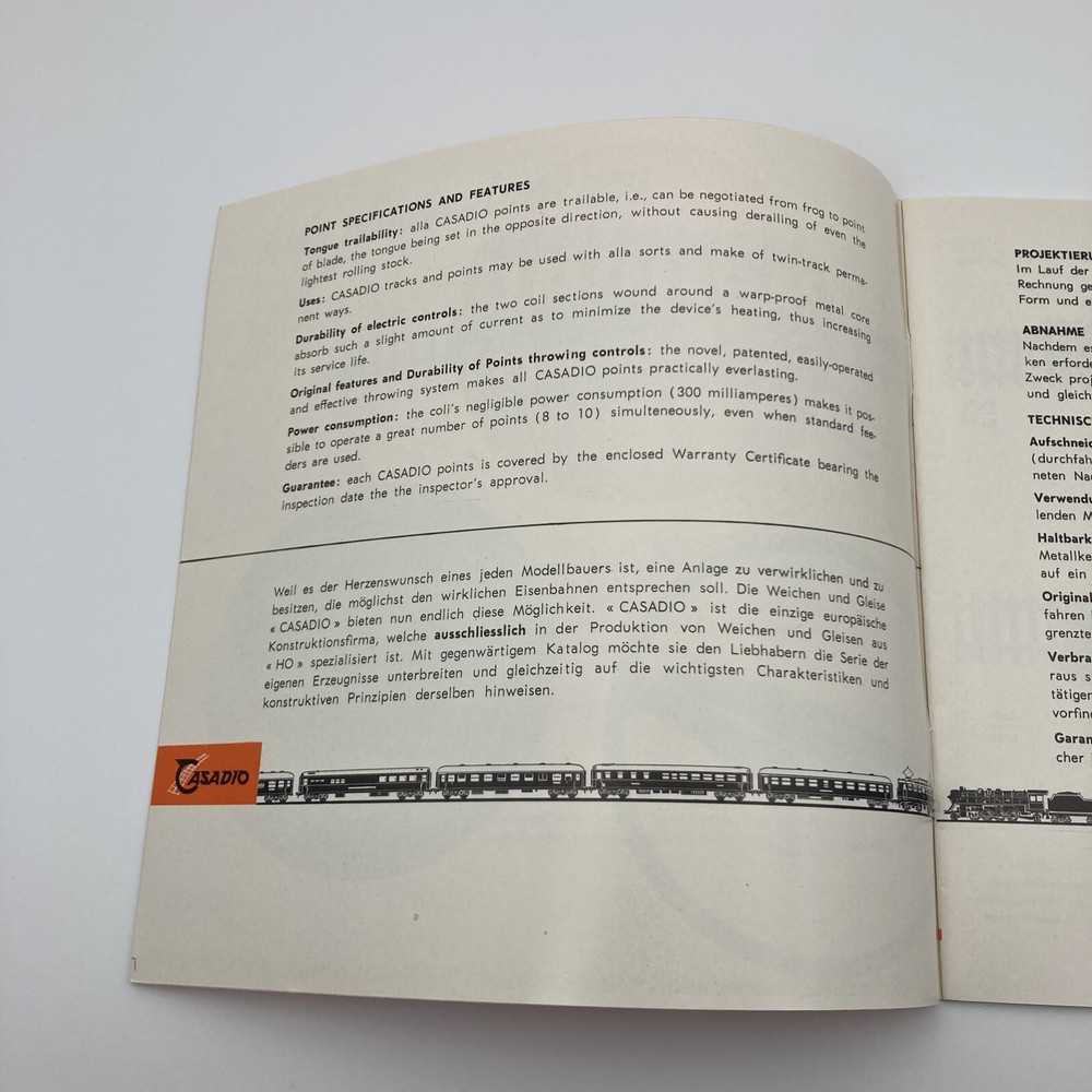 Casadio HO Turnout Train Track Catalog